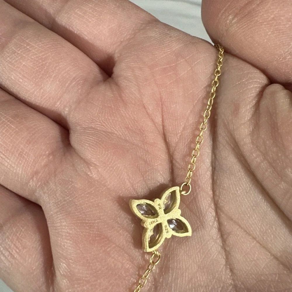 NEW $195 Freida Rothman Fleur Bloom Petal‎ Pendant Sterling Silver Necklace